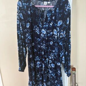 GAP Women's Navy Floral Long Sleeve Dress